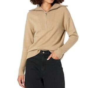 The Drop Kai Tan Half Zip Sweater Wide Collar Ribbed Trim XS